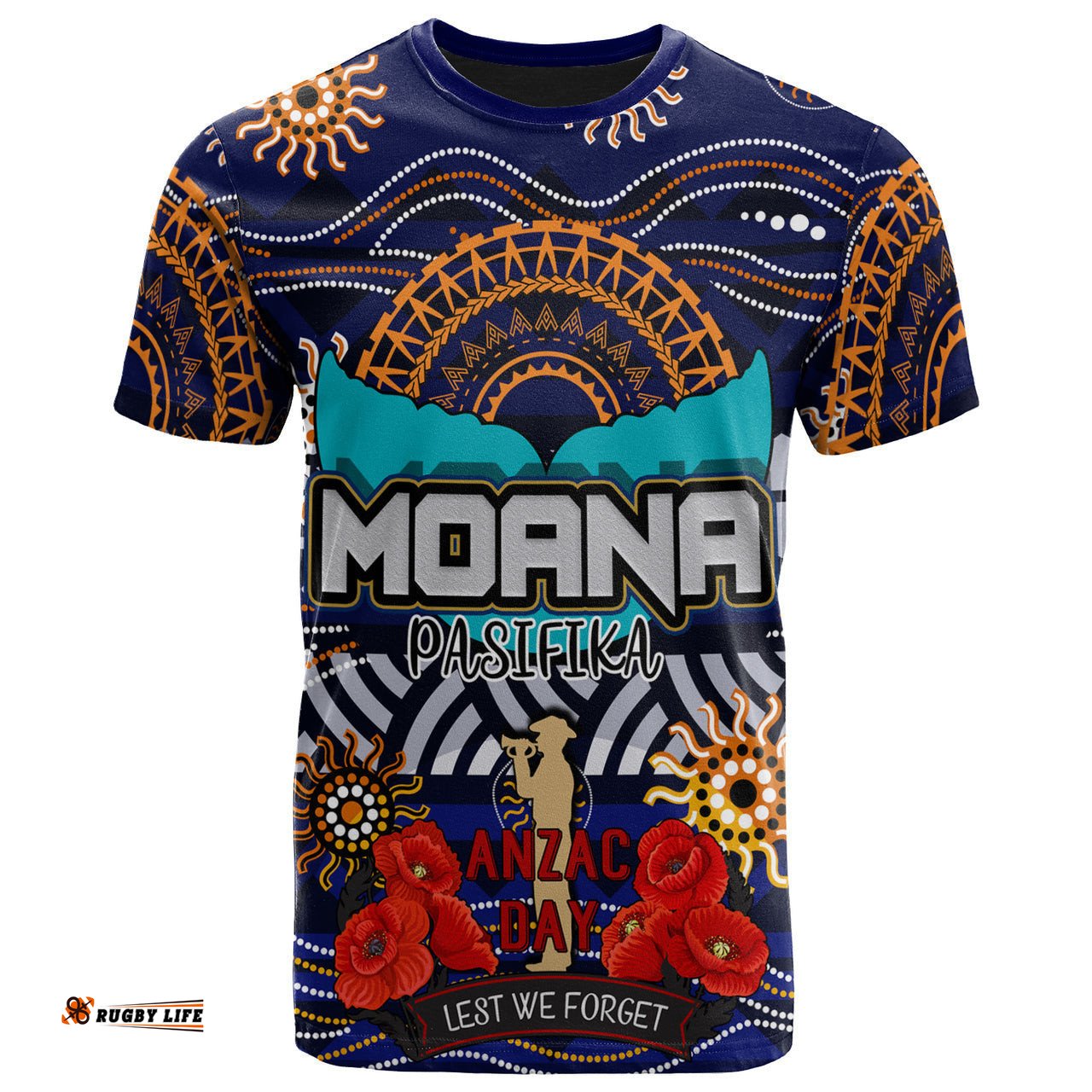 pasifika rugby t shirt aboriginal anzac day lest we forget with poppy flower patterns t shirt