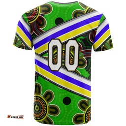 raiders rugby t shirt custom raiders with rugby ball aboriginal art personalised player and number t shirt rlt14