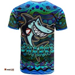 sharks rugby t shirt custom sharks rugby with fish aboriginal style personalised player and number t shirt rlt14