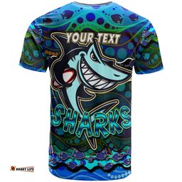 sharks rugby t shirt custom sharks rugby with fish aboriginal style personalised player and number t shirt rlt14