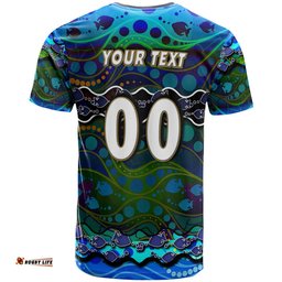 sharks rugby t shirt custom sharks rugby with fish aboriginal style personalised player and number t shirt rlt14