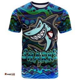 sharks rugby t shirt custom sharks rugby with fish aboriginal style personalised player and number t shirt rlt14
