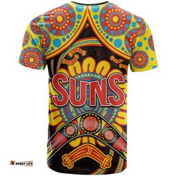 suns football t shirt boomerang indigenous dots