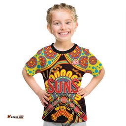 suns football t shirt boomerang indigenous dots