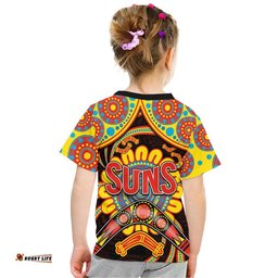 suns football t shirt boomerang indigenous dots