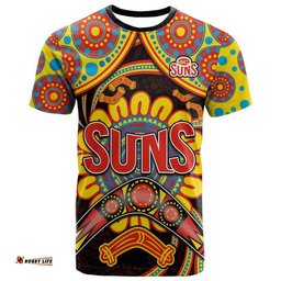 suns football t shirt boomerang indigenous dots