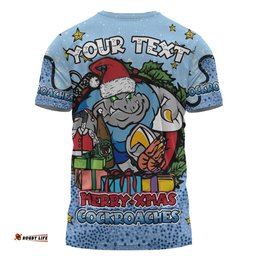 Amazing Aussie New South Wales Cockroaches Christmas Custom T-shirt - Merry Christmas Our Beloved Team With Aboriginal Dot Art Pattern T-shirt