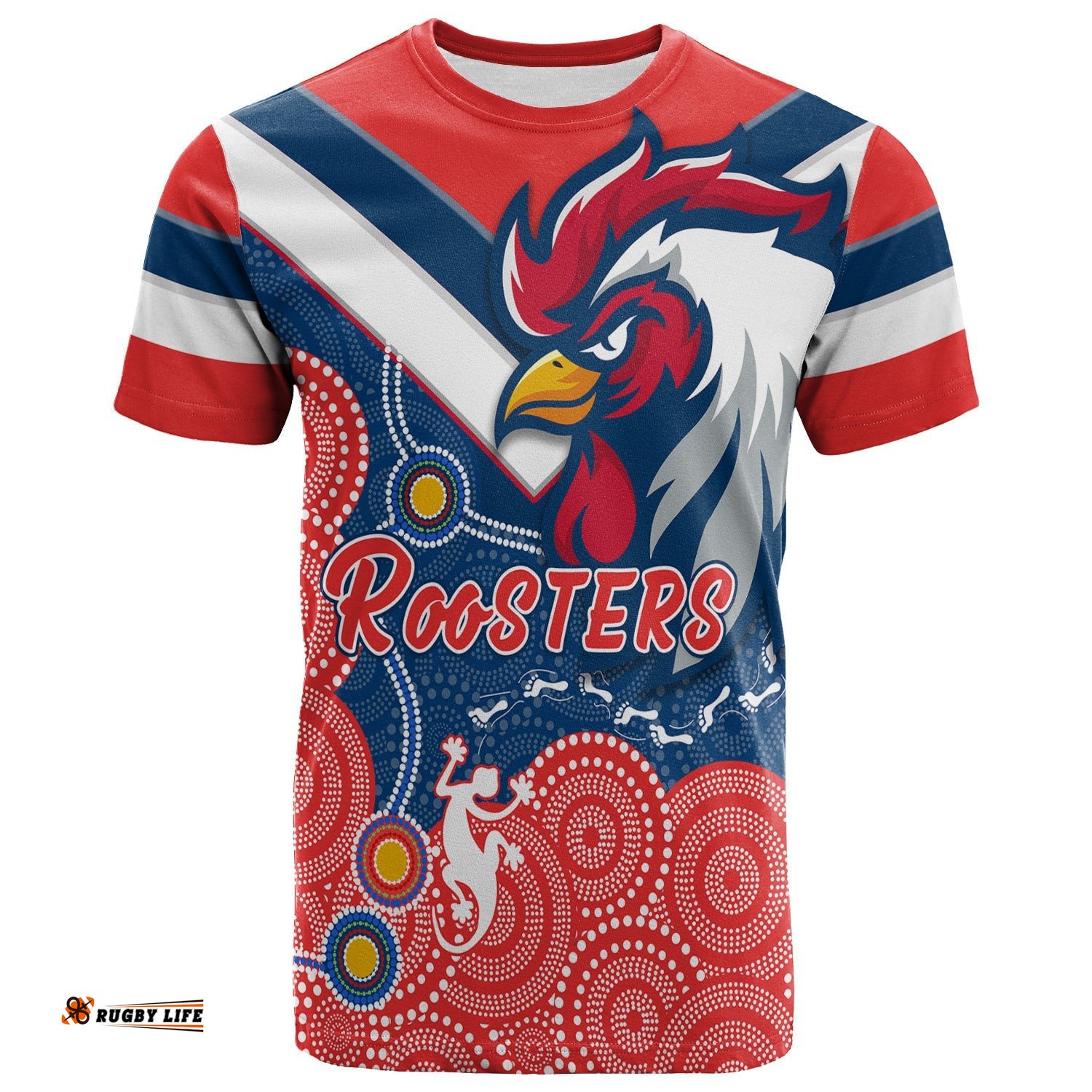 roosters t shirt red aboriginal rugby