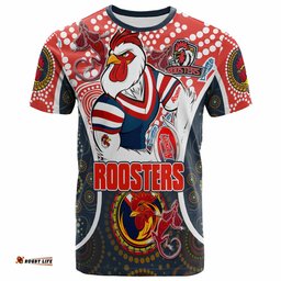 roosters rugby t shirt custom sydney roosters champion mascot with aboriginal art personalised player and number t shirt rlt14