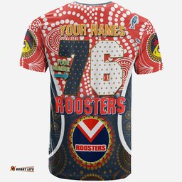 roosters rugby t shirt custom sydney roosters champion mascot with aboriginal art personalised player and number t shirt rlt14