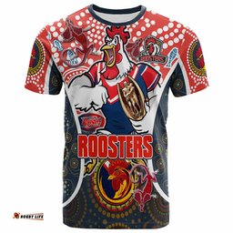 roosters rugby t shirt custom sydney roosters champion mascot with aboriginal art personalised player and number t shirt rlt14