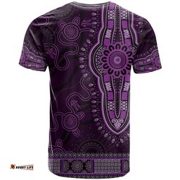 purple african dashiki with australia aboriginal art t shirt