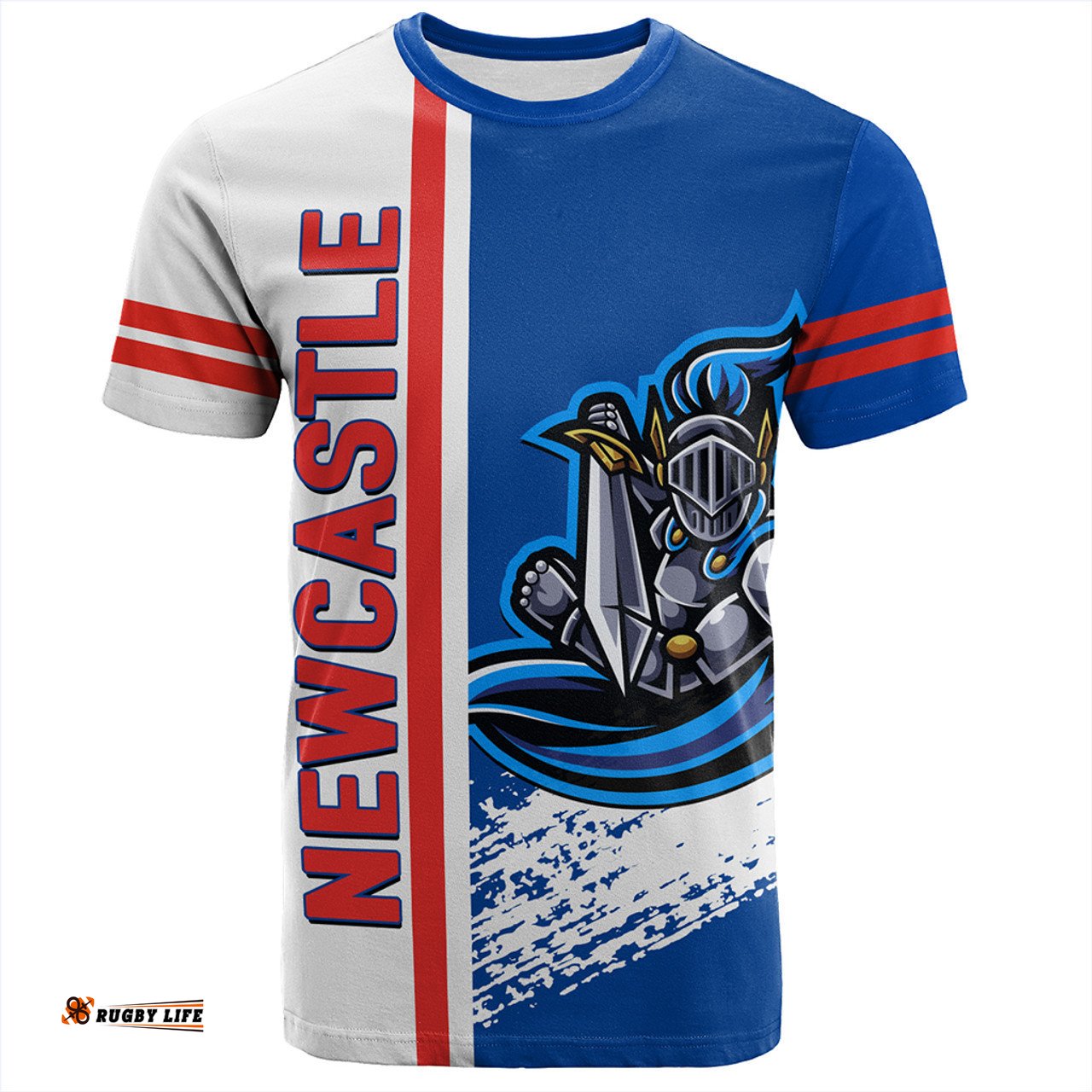 Amazing Aussie Newcastle Knights Sport T-Shirt - Knights Mascot Quater Style