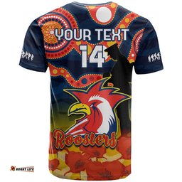 custom text and number roosters rugby anzac 2023 t shirt dots poppy mix camouflage lest we forget