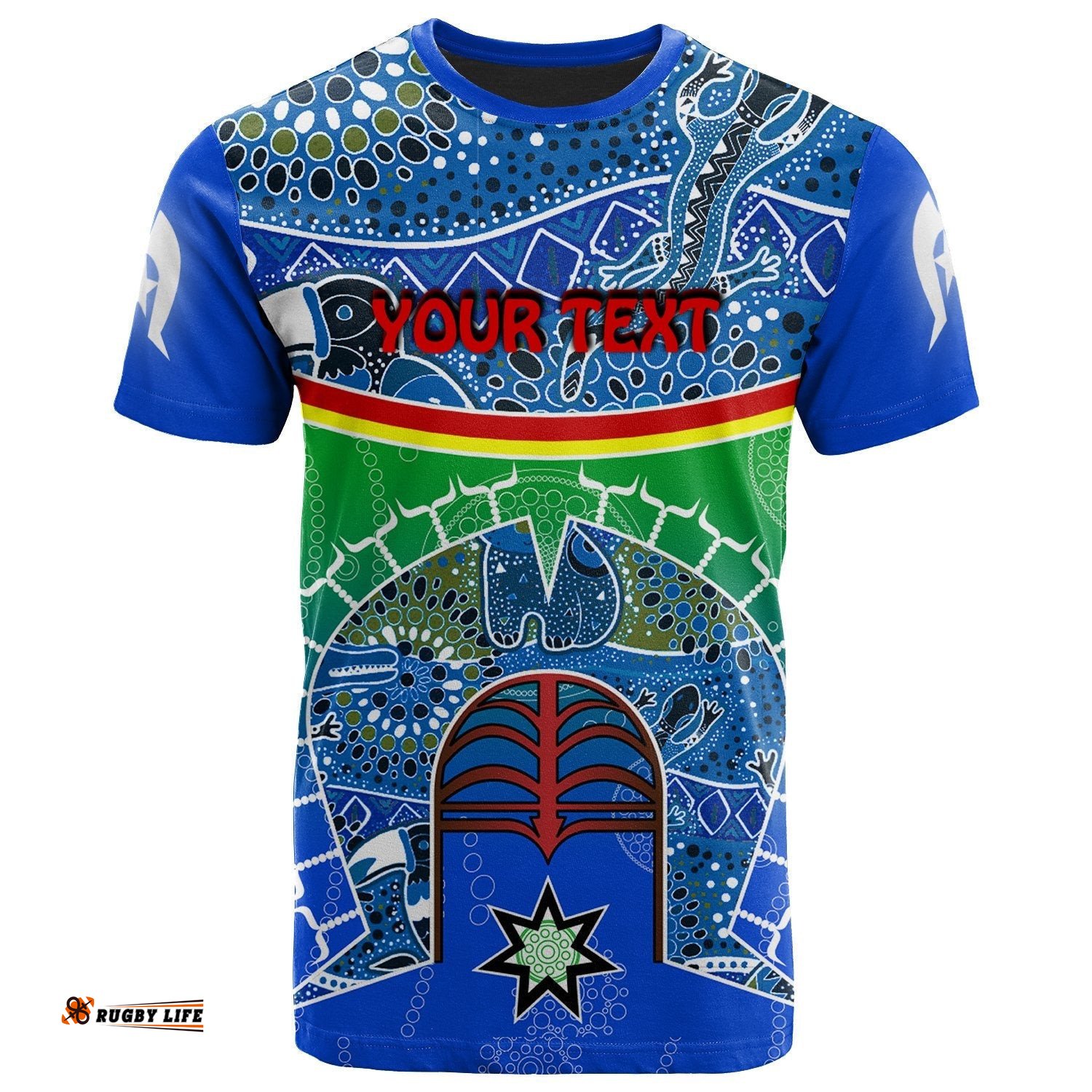 personalised t shirt torres strait symbol with aboriginal patterns