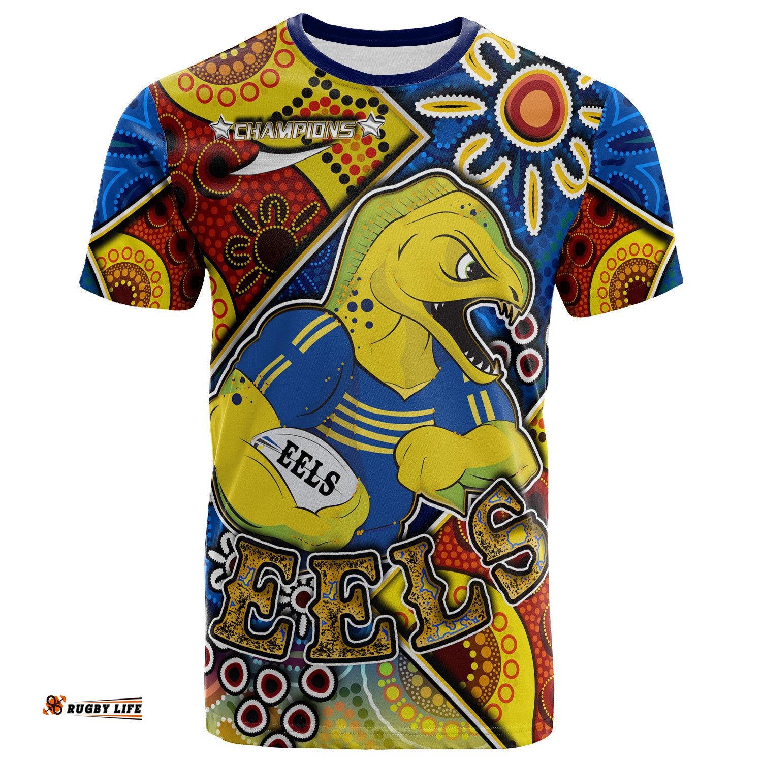 eels rugby t shirt custom eels rugby ball with aboriginal art personalised player and number t shirt
