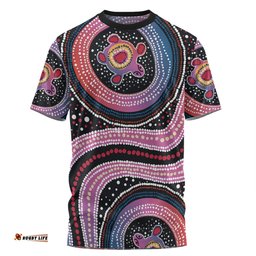 Amazing Aussie Australia Dot Painting Inspired Aboriginal T-shirt - Turtles With Dot In Aboriginal T-shirt