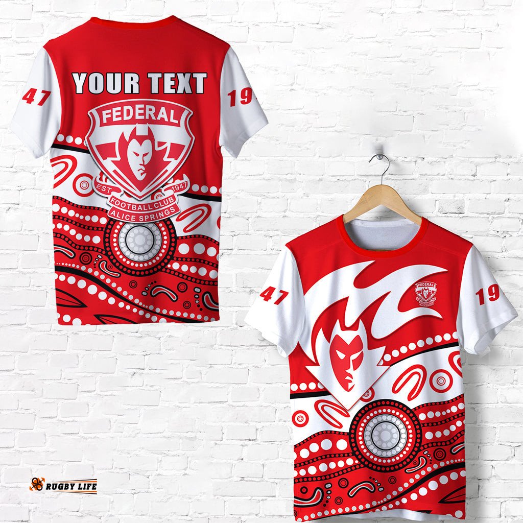custom personalised federal demons football club t shirt indigenous