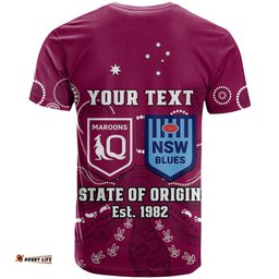 personalised qld maroons and nsw blues rugby t shirt state of origin 2023 indigenous maroon
