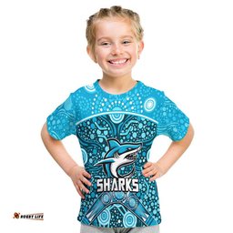 sharks rugby t shirt boomerang indigenous dots