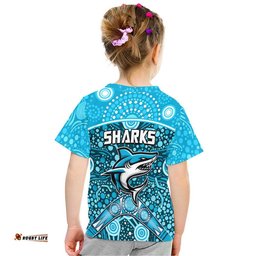 sharks rugby t shirt boomerang indigenous dots