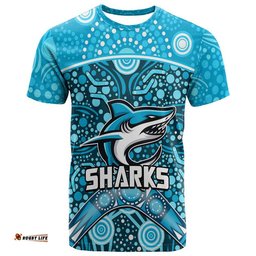 sharks rugby t shirt boomerang indigenous dots