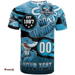 sharks rugby t shirt custom rugby ball go sharks aboriginal patterns t shirt