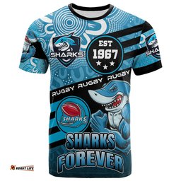 sharks rugby t shirt custom rugby ball go sharks aboriginal patterns t shirt