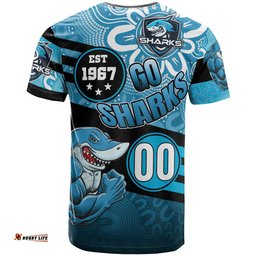 sharks rugby t shirt custom rugby ball go sharks aboriginal patterns t shirt