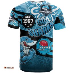 sharks rugby t shirt custom rugby ball go sharks aboriginal patterns t shirt