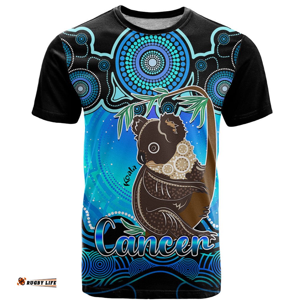 personalised australia cancer koala zodiac t shirt auz astrology aboriginal aqua