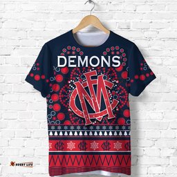 custom personalised demons merry christmas t shirt melbourne football indigenous