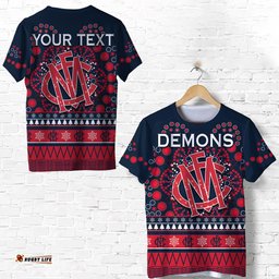 custom personalised demons merry christmas t shirt melbourne football indigenous