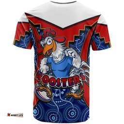 roosters rugby t shirt custom rooster with rugby ball aboriginal dot painting personalised player and number t shirt rlt14