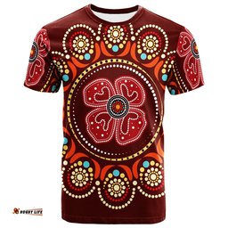 t shirt aboriginal dot art painting with red poppy flower