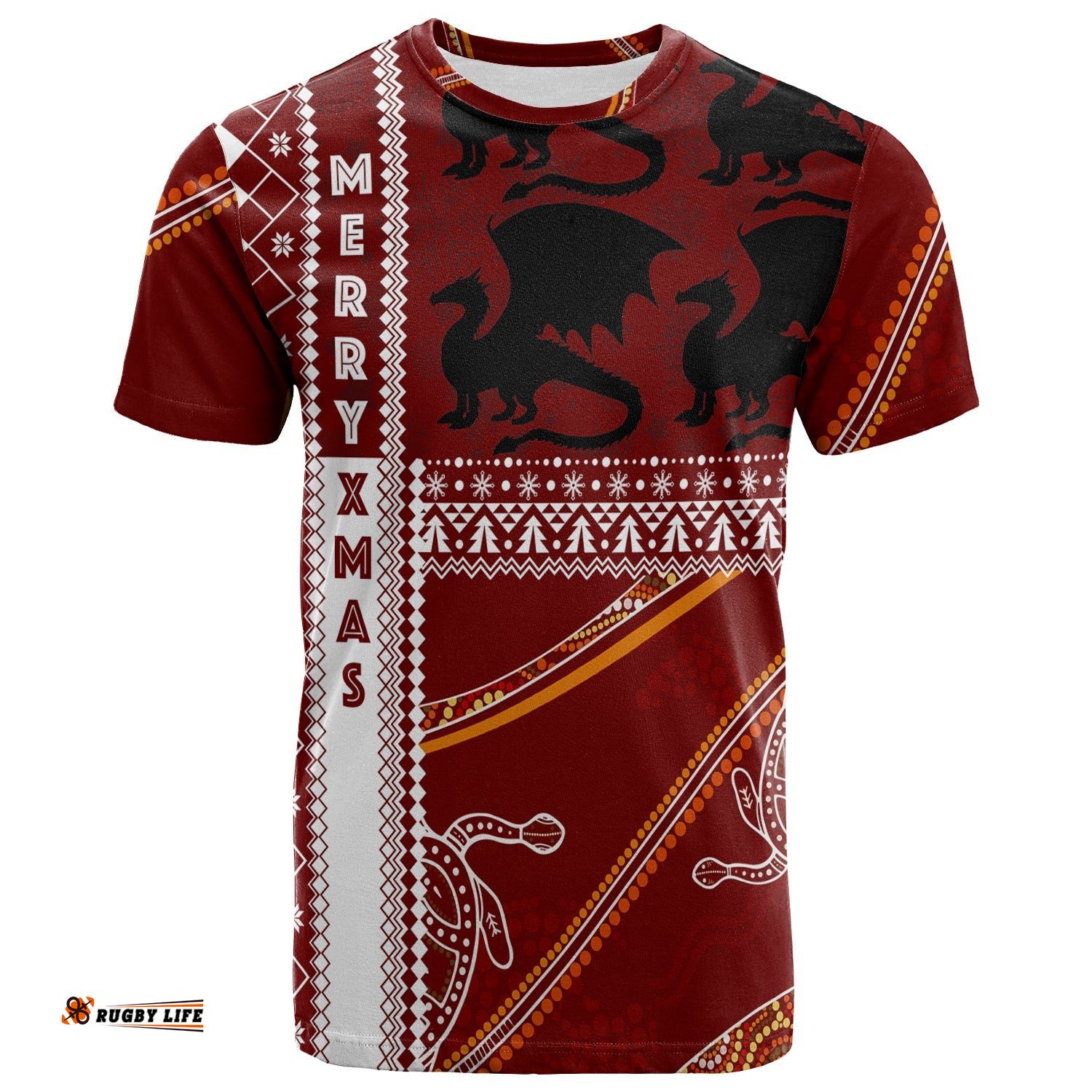 illawarra dragons aboriginal christmas with geometrical pattern t shirt
