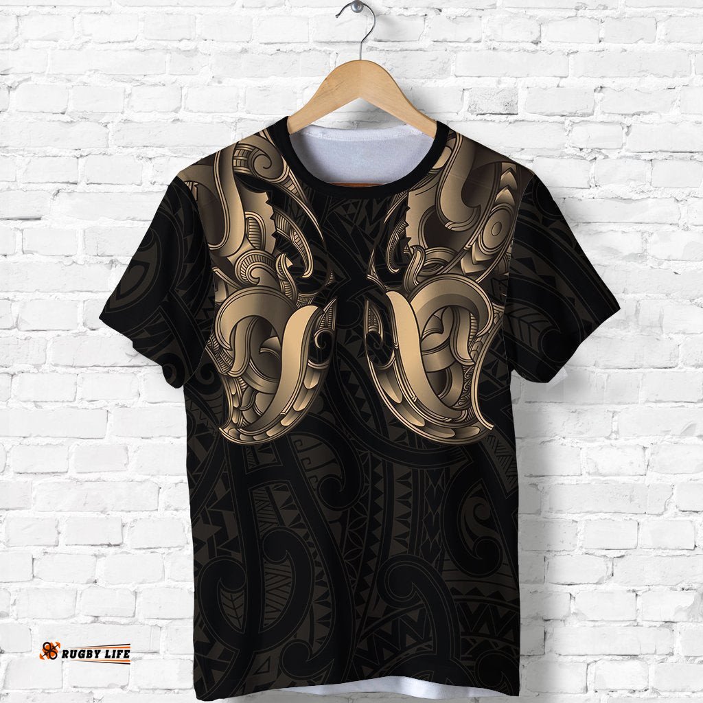 maori ta moko t shirt new zealand gold
