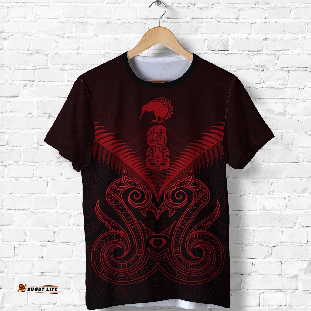 maori manaia new zealand t shirt red