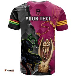 personalised panthers and broncos rugby t shirt 2023 grand final penrith brisbane together