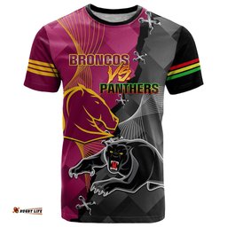 personalised panthers and broncos rugby t shirt 2023 grand final penrith brisbane together