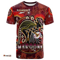 maroons rugby t shirt custom maroons kangaroo with aboriginal style of dot painting personalised player and number t shirt