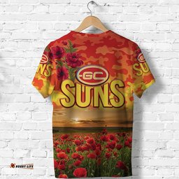 gold coast suns anzac t shirt poppy vibes