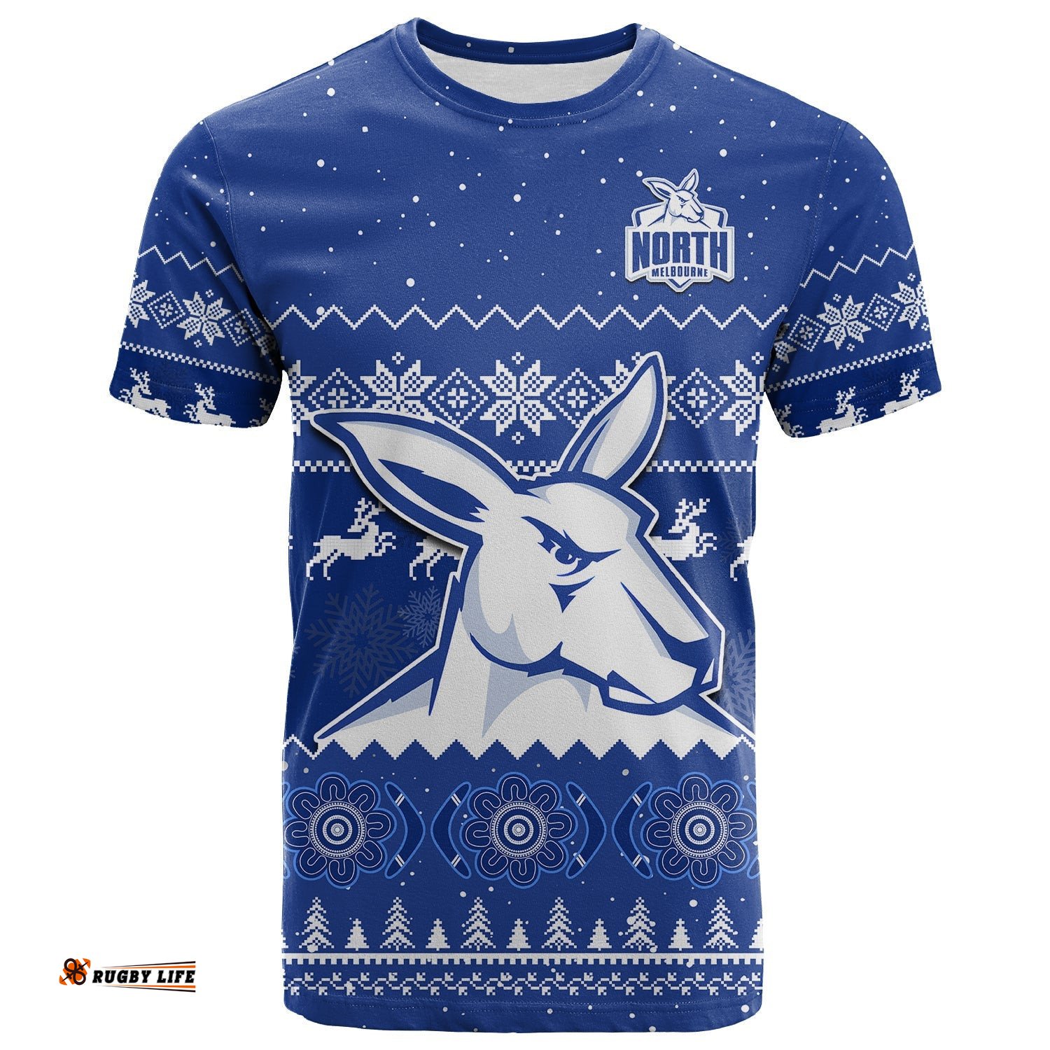 melbourne football t shirt north kangaroos indigenous merry christmas