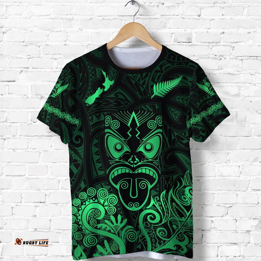 maori aotearoa rugby haka t shirt new zealand silver fern green