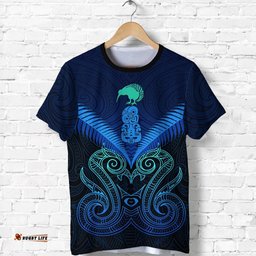 maori manaia new zealand t shirt blue