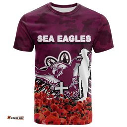manly warringah sea eagles t shirt anzac day poppy flowers with army patterns
