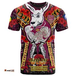 maroons rugby aboriginal anzac custom watercolour t shirt remembrance maroons canetoads queenslanders with poppy flower 0
