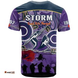 melbourne storm rugby anzac t shirt indigenous poppy australian army