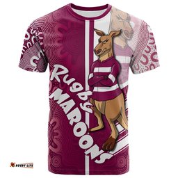 maroons rugby t shirt custom kangaroo aboriginal indigenous sport style t shirt