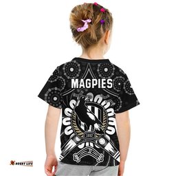 magpies football t shirt boomerang indigenous dots